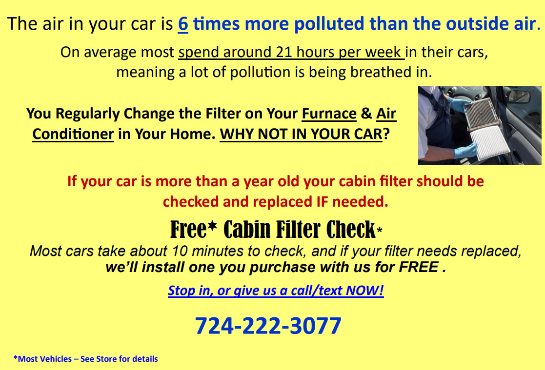 Lombardi Car Care Cabin Filter Special July 2026