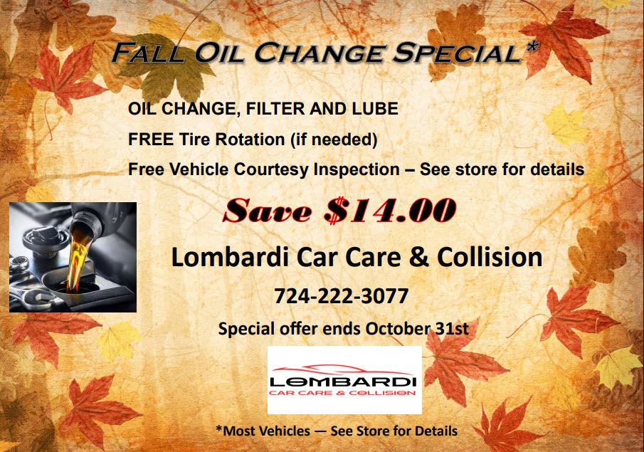 Lombardi's Car Care Fall Oil Change Special October 2026